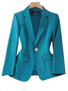 Costumes pour femmes 2023 dans les femmes veste vert bouton unique mince femme vêtements élégant bureau dames affaires travail porter formel Blazer