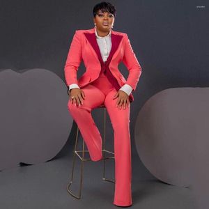 Costumes pour femmes 2023 dernier costume d'affaires pour femmes avec un bouton 2 pièces coupe ajustée rouge revers femme pantalon travail Blazer