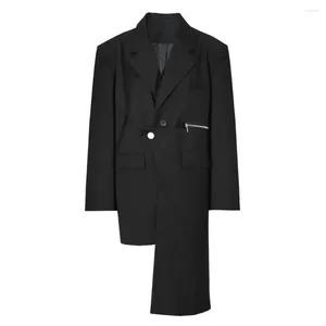 Damespakken 2023 Niche Designer Herfstkleding Rits Deconstructief Asymmetrische jassen X-lange blazer voor dames Hoge kwaliteit