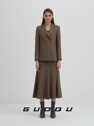 Costume français pour femmes, manteau, demi-jupe, ensemble deux pièces, Premium, professionnel, printemps et automne, 2023