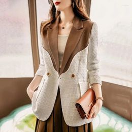 Damespakken 2023 Lente Herfst Stiksels Pak Vrouwen Jas Mode Koreaanse Lange Mouw Blazer Vrouwelijke Jas Casual Dames Overjas tops E197