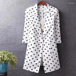 Costumes pour femmes 2023 Été Femmes Blazer Polka Dots Mince Veste Femme Bureau Lady Costume Manteau Vêtements Professionnels Vestes Casual Blazers 5XL