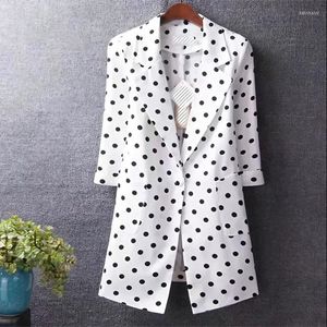 Damespakken 2023 Dames Polka-Dot Suit jas Spring Summer Fashion Jackets bijgesneden mouw Blazer Vintage Loose Out-Weer Coat vrouw