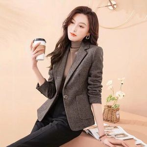 Damespakken 2023 Wollen Pak Damesjas Herfst Winter Mode Koreaanse Dikker Warme Slanke Blazers Vrouwelijke Jas Casual Dames Bovenkleding Tops