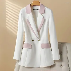 Trajes de mujer 2024 Blazer chaqueta femenina otoño moda coreana cruzado Super hermoso Color a juego traje de mujer prendas de vestir exteriores Tops