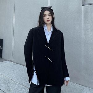 Costumes pour femmes 2024 Style chinois noir costume veste femmes Vintage tempérament manteau femme automne asymétrique conception sens lâche Blazers dames
