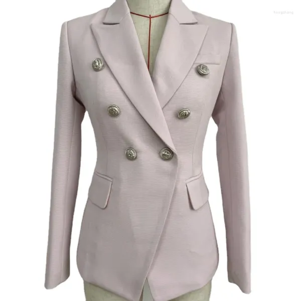 Trajes de mujer 2024 Blazers elegantes chaquetas de primavera ropa corta para mujer traje ajustado con botones de cabeza de león dorado de tendencia