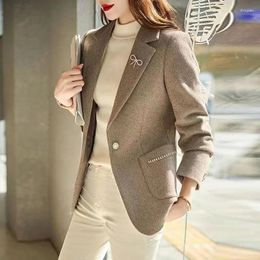 Damespakken 2024 Mode Elegante Vrouwen Blazers Voor Lange Mouwen Slanke Blazer Chic Office Lady Notched Effen Jas Casual werkjas