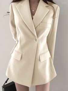Costumes pour femmes, mode printemps 2024, Blazer blanc surdimensionné, coréen élégant, Slim, Style britannique, petite veste de costume, tenue de bureau