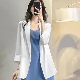 Damespakken 2024 Zomer Koreaanse editie Fashion Simple Commuting Solid Color Versatile Thin Three Three Quarter Mid Length Suite Coat for Women