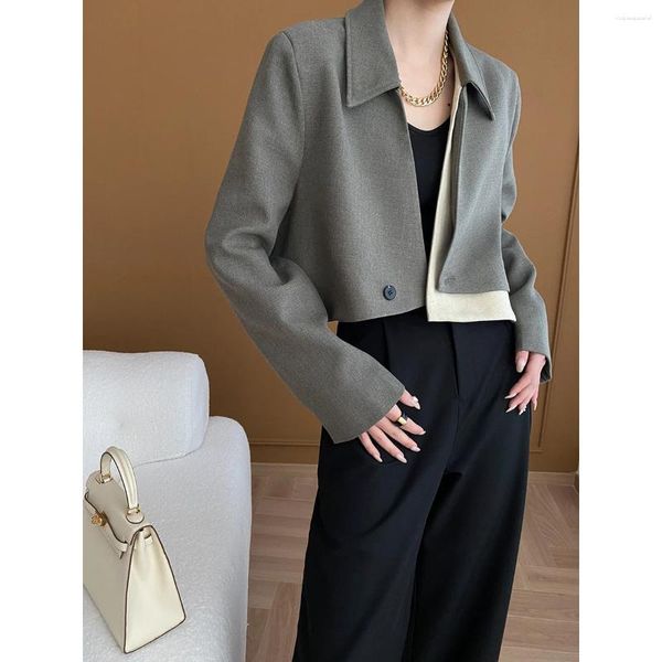 Costumes pour femmes 2024 femmes printemps à manches longues Cool Blazer veste manteau décontracté Patchwork manteaux courts Femme pardessus haut