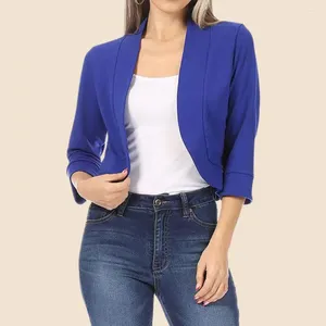 Costumes féminins 3/4 manches féminines Blazer Cardigan Slim Fit Spring tout Match Temperrament Office Lady Matel Ol Womens Coats