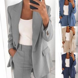 Trajes de mujer 7 colores Color sólido moda cárdigan solapa delgada tamaño grande temperamento traje chaqueta estilo de negocios