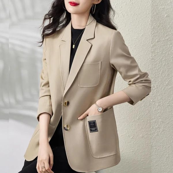 Trajes de mujer traje de albaricoque chaqueta de mujer primavera otoño 2023 moda coreana Blazers de manga larga abrigo femenino Casual Oficina señoras Blazer Tops