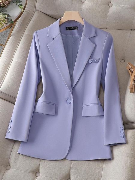 Costumes pour femmes Arrivée Automne Hiver Femmes Dames Blazer Violet Abricot Femme À Manches Longues Solide Veste Formelle Manteau