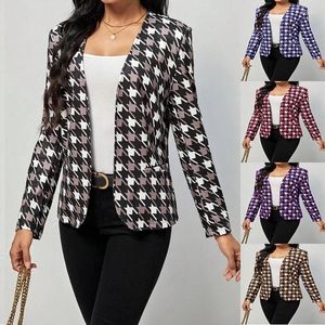 Costumes pour femmes automne et hiver décontracté imprimé poche Cardigan petit costume veste extérieure dames Patchwork Stree rétro manteau