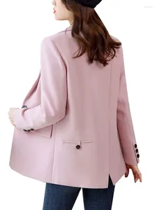 Costumes pour femmes automne hiver à manches longues femmes Blazer dames noir rose Beige femme veste décontractée manteau