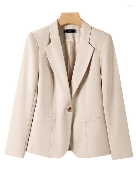 Costumes pour femmes Beige Noir Marron Femmes Blazer Dames Veste Formelle Femme À Manches Longues Bouton Unique Solide Vêtements De Travail Manteau Pour L'automne Hiver