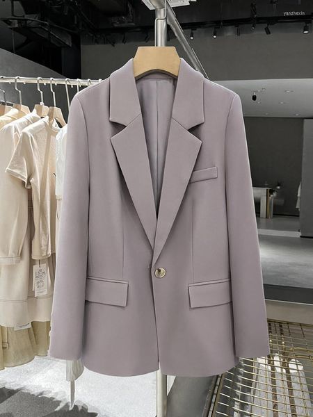 Costumes pour femmes BFSH mode femmes Blazer lâche col natté bouton unique manches longues poches brique rose costume vestes été 2023