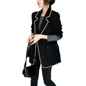 Costumes pour femmes Noir Costume Manteau Printemps Automne 2023 Mode Coréenne À Manches Longues Blazers Femme Veste Décontracté Bureau Femme Blazer Hauts
