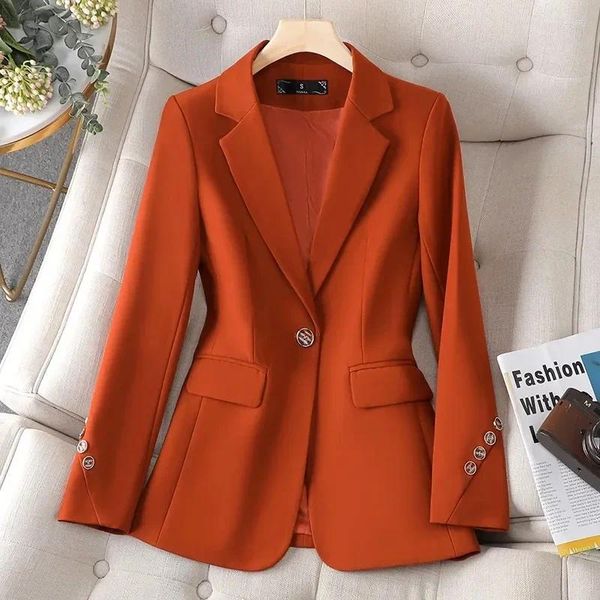 Trajes de mujer Blazer 2024 moda Otoño coreano un solo botón abrigo de trabajo de negocios traje femenino Casual Oficina señora Blazers prendas de vestir exteriores