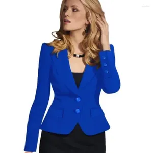 Costumes pour femmes Blazer Femme Bleu Femmes Costume Bureau Dames 2024 Printemps Slim Top Élégant Court Design Vêtements Deux Boucle Femme Manteau 4XL