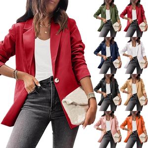 Trajes de mujer Blazer para mujer Color sólido Casual manga larga traje pequeño temperamento Top ajustado abrigo Oficina señora Vintage Chic