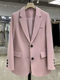 Ternos femininos blazer jaquetas rosa pequeno terno casaco casual solto versão coreana design sentido feminino 231219