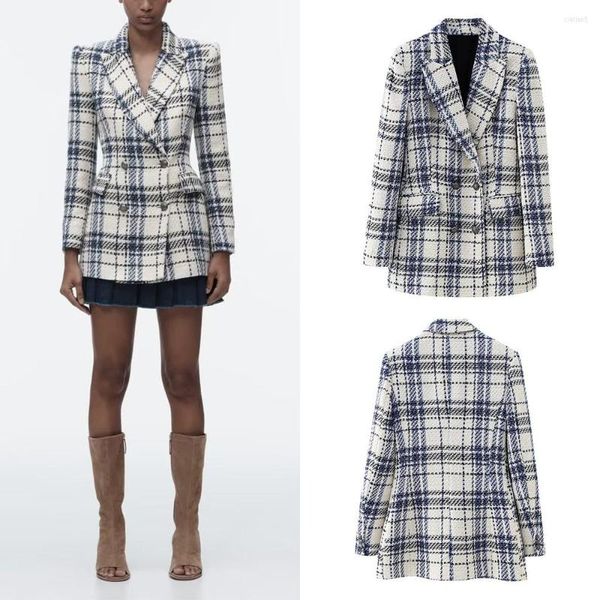 Trajes de mujer Blazer primavera 2023 moda único estilo Polo Slim Fit textura doble botonadura chaqueta deportiva abrigo tendencia versátil