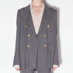 Damespakken blazer vrouw 2024 zomer in jassen Koreaanse mode dubbele borsten slanke fit jas hoogwaardige lange mouwen top y2k