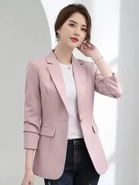 Trajes de mujer Blazer Ropa de mujer 2024 Otoño Primavera Botón básico Moda Sólido Chaqueta delgada Traje femenino Abrigos Oficina Señoras Ropa de abrigo