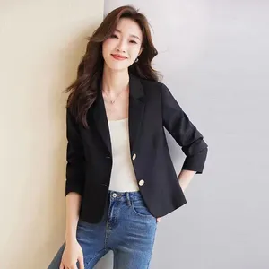 Trajes de mujer Blazer Mujer Chaqueta recortada de manga larga Tops cortos Blazers Abrigos coreanos elegantes Ropa de calle Ropa de diseñador Blanco Negro