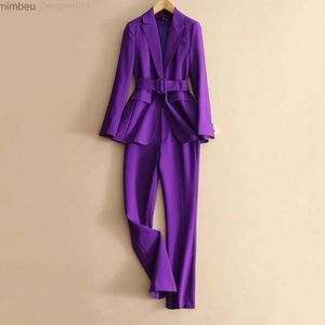 Damespakken Blazers 2020 Autumn Women's Purple Simple Blazer Work Office Ladies Suite blazer jas modieus professioneel pak en single blazer C240410