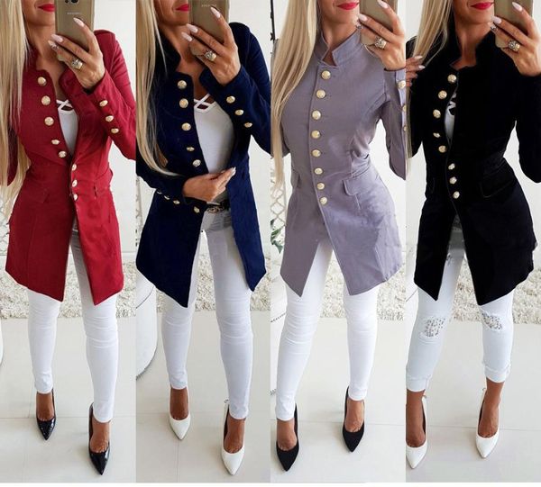 Trajes de mujer Blazers 2021 abrigo de manga larga de pecho ajustado ajustado estampado gris mujer traje Blazer para chaqueta Formal mujer TOP Ucrania falda