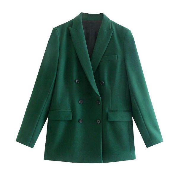 Trajes de mujer Blazers 2021 El traje de vestir de viento europeo y americano 9391 Abrigo cruzado verde