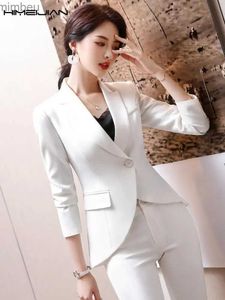 Costumes pour femmes Blazers 2023 nouveau costume pour femmes Blazer et pantalon 2 pièces élégant luxe bureau tenue pantalons ensembles haut de gamme mode grande taille correspondant ensemblesL240118