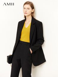 Damespakken Blazers Amii Minimalistisch pak voor vrouwen herfst Volle mouw jas Anklelength Pants Office Lady Verkocht afzonderlijk verkocht 12240894 230314