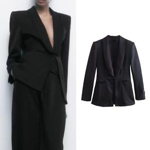 Damespakken Blazers herfst 2022 Elegante kantoorkleding zwarte blazer vrouwen afslag kraag met lange mouw jas jassen vrouwelijke slanke tops CD8611
