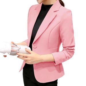 Automne Blazer Simple bouton unique poches manteau femmes