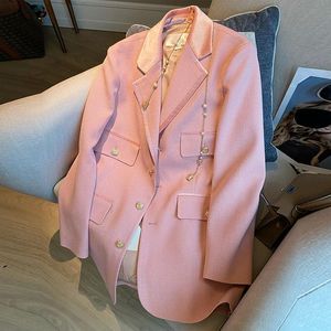 Costumes pour femmes Blazers Automne Vêtements Industrie Lourde Velours Rose Blazer Manteau Femmes À La Mode Couture Costume Tops Vintage Bureau Survêtement