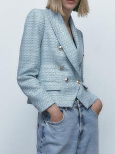 Costumes pour femmes Blazers automne laine texturée Double boutonnage veste Culotte 230715