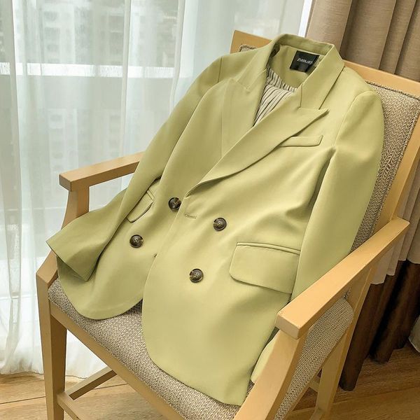 Costumes pour femmes Blazers Blazer Vestes Autumn Street Baggy Straight Fashion Chic Design Office Ladies Superior Tops Coat Khaki O