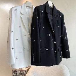 Trajes de mujer Blazers Blazer perle a manches longues et col rabattu veste imbibee de diamants apuestas blazers manteau cardigan ofertas especiales aguacate Y 231205