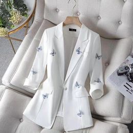 Damespakken Blazers Blazer Dun Office Suit jas Zomer Koreaanse versie Fashion Design Sense Butterfly Vacation Leisure Zredara 230418