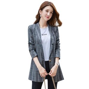 Costumes de femmes blazers blazer femmes 2022 printemps automne mode décontracté tout-correspondant plaid slim veste bureau dames formelle blazer blazer