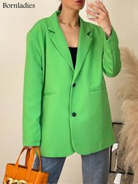 Costumes pour femmes Blazers Boraladies Femmes Chic Surdimensionné Vert Blazer Printemps Boutons Simples Femme Lâche Costume Veste À Manches Longues Outwear Y2K Blazer 230311