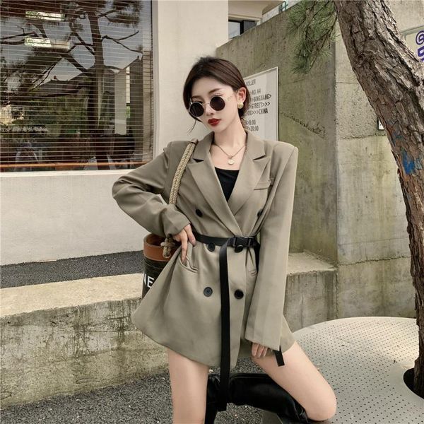 Trajes de Mujer Blazers botón de manga larga otoño chaqueta de Mujer moda traje de gran tamaño chaqueta 2022 versión coreana Casual abrigo cálido SimpleMujeres