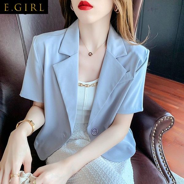 Trajes de mujer Blazers recortados Mujer Verano Sólido Oficina Señoras Delgado Moda Ocio Todo-fósforo Joven Elegante Tierno Estilo coreano Elegante Cla