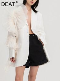 Women's Suits Blazers DEAT-Blazer a manches longues pour femmes simple boutonnage maille épissee vestes trempees élégantes nouvelle mode ete WV10000S 231205