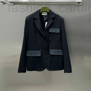 Damespakken Blazers Designer 2024 Springstijl Casual woon -werkverkeer Contrast Kleur Pocket Flip Collar Zipper Suite Coat 7AA4
